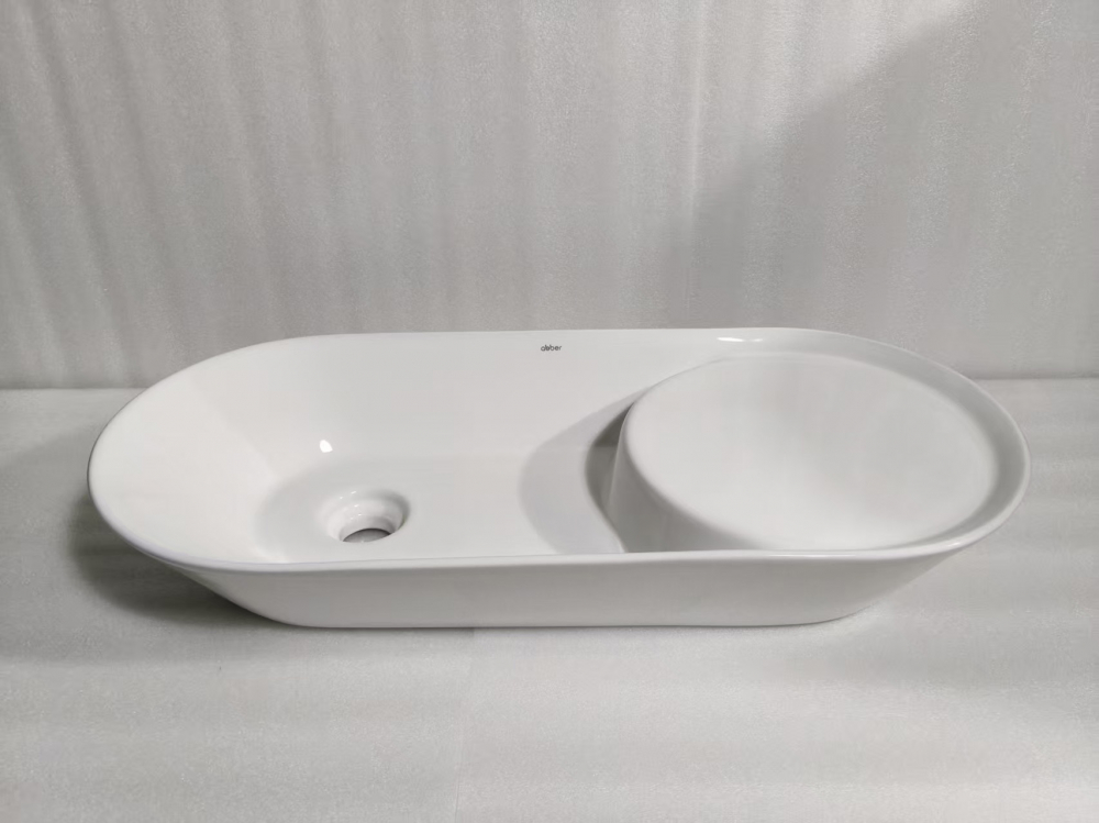 Раковина накладная Abber Bequem AC2120 72x33x13 (белый), с донным клапаном