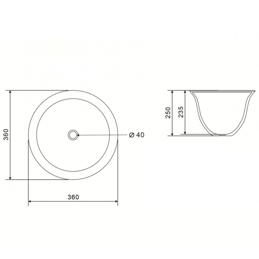Раковина накладная Abber Bequem AC2122 36x36x25 (белый), с донным клапаном