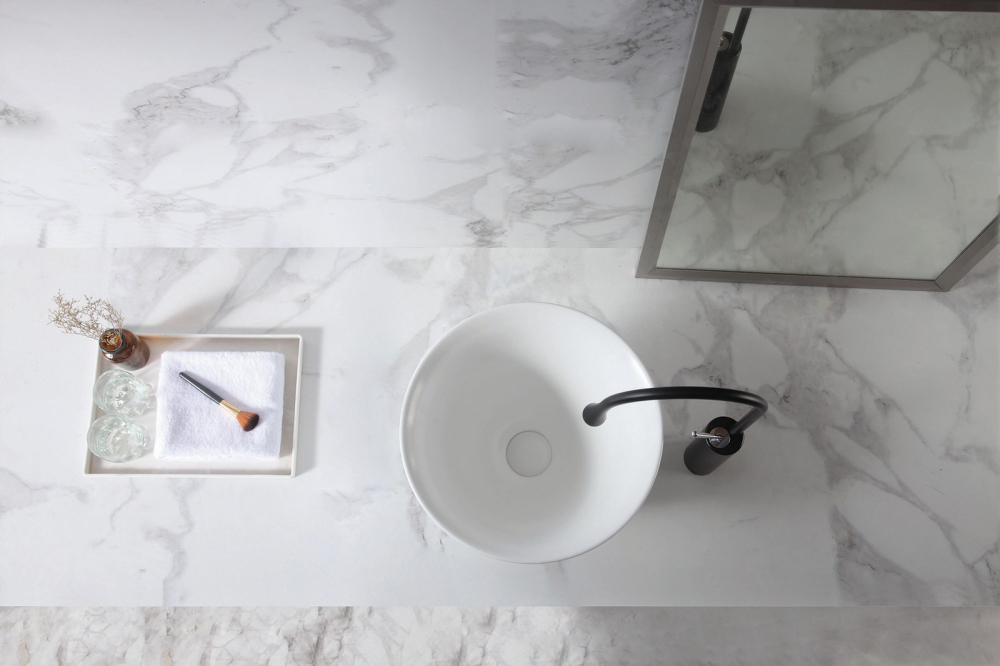 Раковина накладная Abber Bequem AC2122 36x36x25 (белый), с донным клапаном