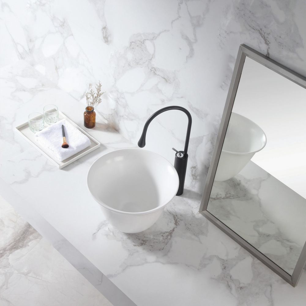 Раковина накладная Abber Bequem AC2122 36x36x25 (белый), с донным клапаном