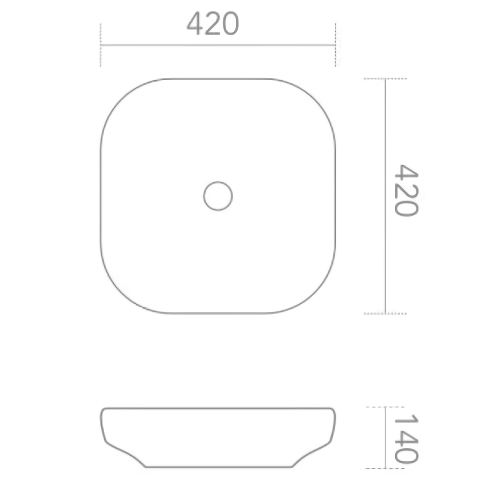 Раковина накладная Abber Bequem AC2123 42x42x14 (белый), с донным клапаном