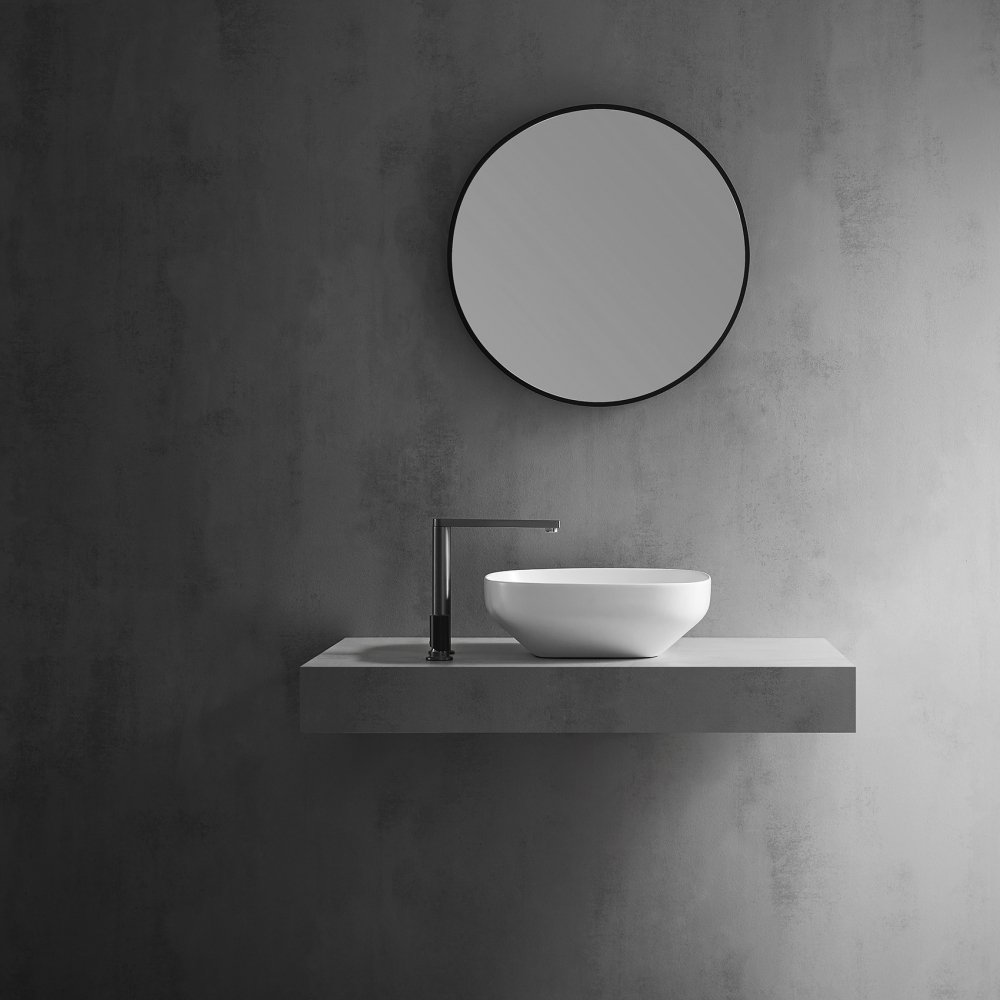 Раковина накладная Abber Bequem AC2123 42x42x14 (белый), с донным клапаном