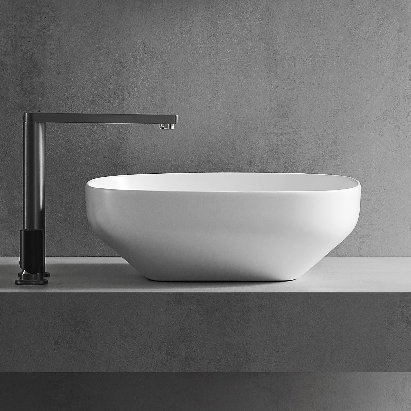 Раковина накладная Abber Bequem AC2123 42x42x14 (белый), с донным клапаном