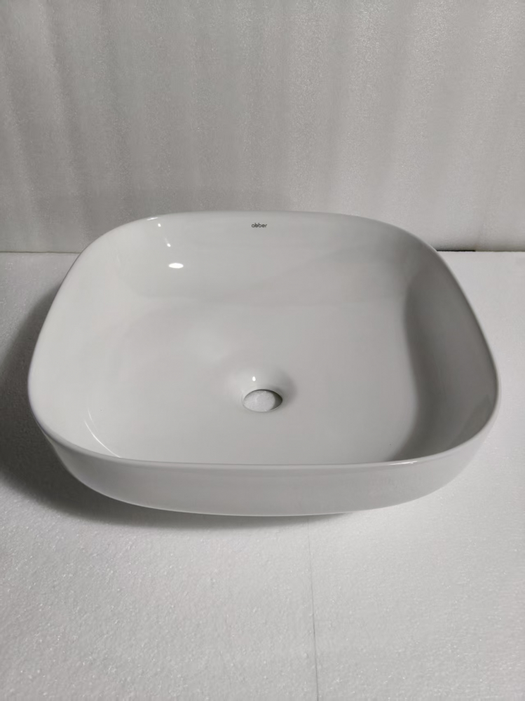 Раковина накладная Abber Bequem AC2123 42x42x14 (белый), с донным клапаном