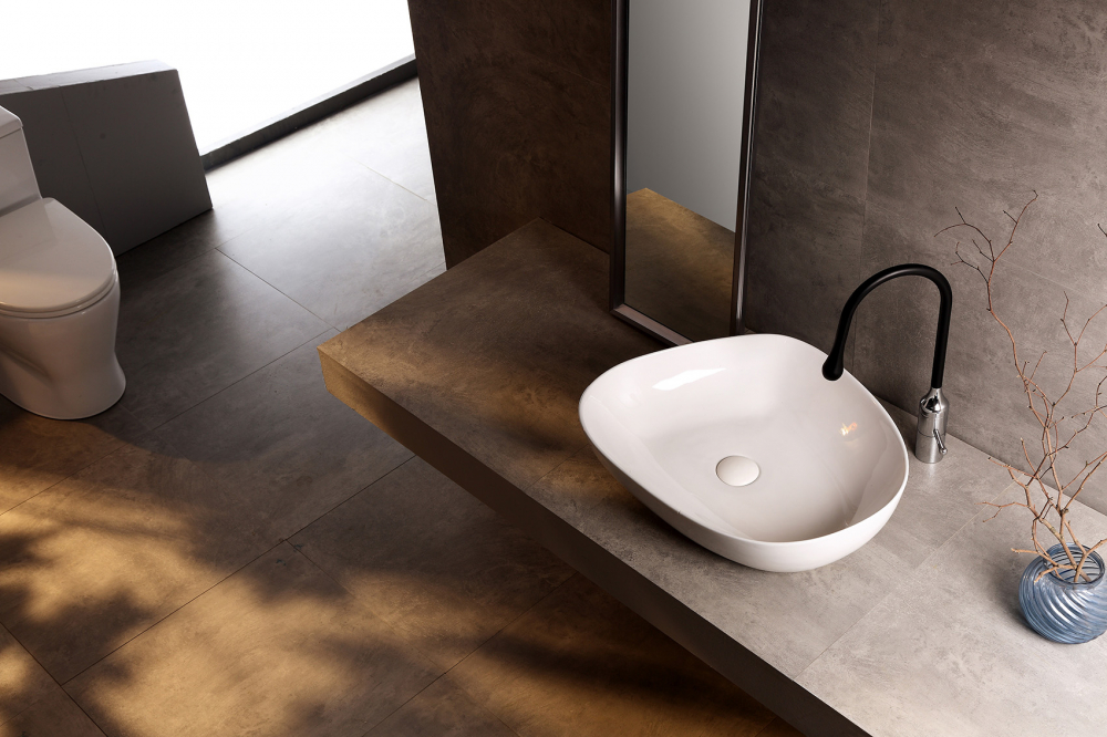 Раковина накладная Abber Bequem AC2124 56.5x45.5x14 (белый), с донным клапаном