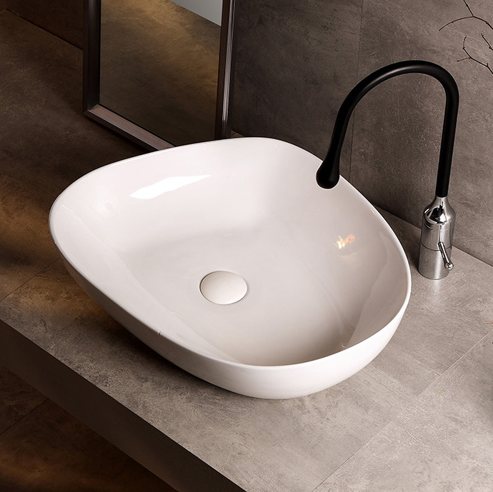 Раковина накладная Abber Bequem AC2124 56.5x45.5x14 (белый), с донным клапаном