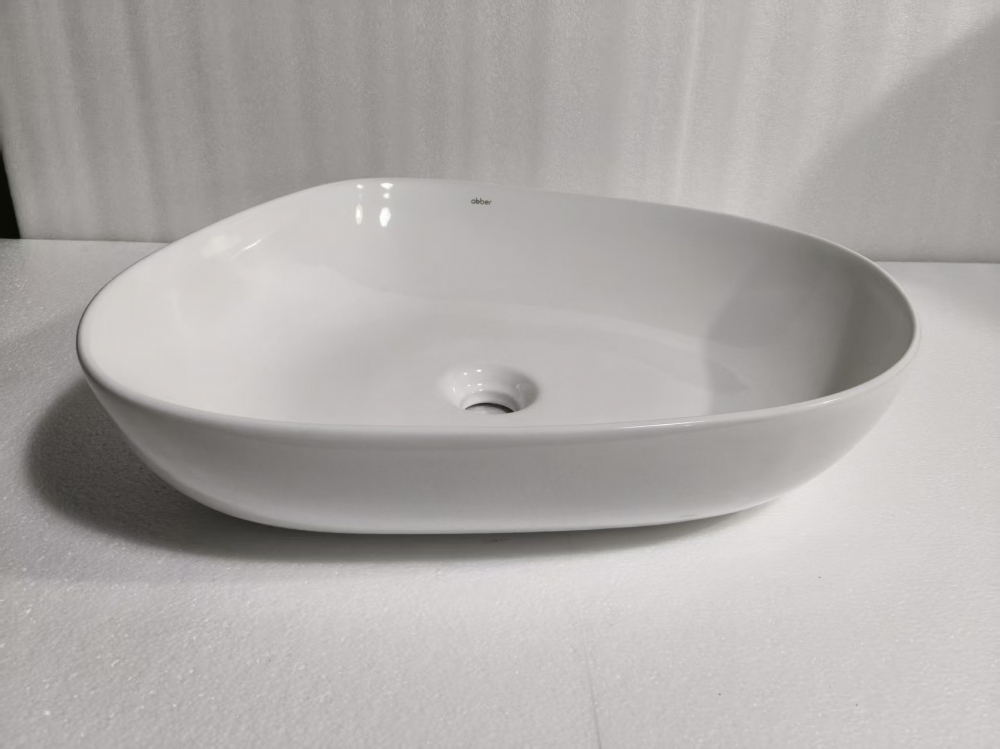 Раковина накладная Abber Bequem AC2124 56.5x45.5x14 (белый), с донным клапаном