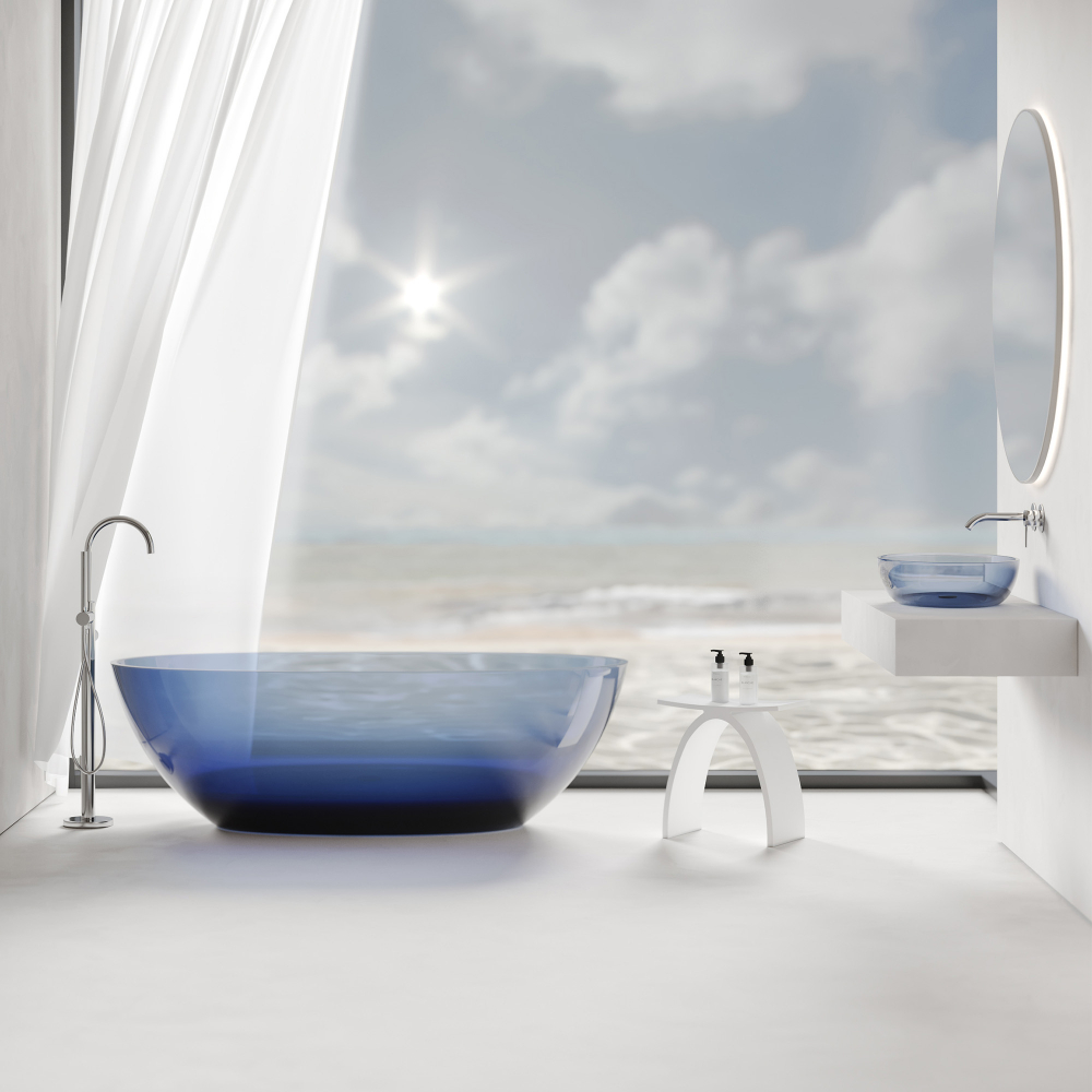 Раковина накладная Abber Kristall  AT2801Saphir 60х40х13 (синий)