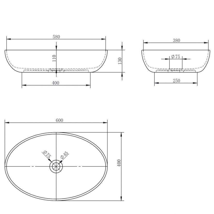 Раковина накладная Abber Kristall  AT2801Saphir 60х40х13 (синий)