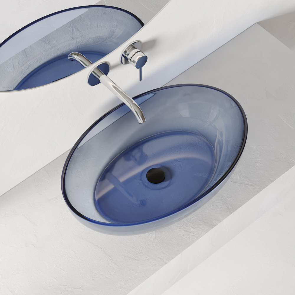 Раковина накладная Abber Kristall  AT2801Saphir 60х40х13 (синий)