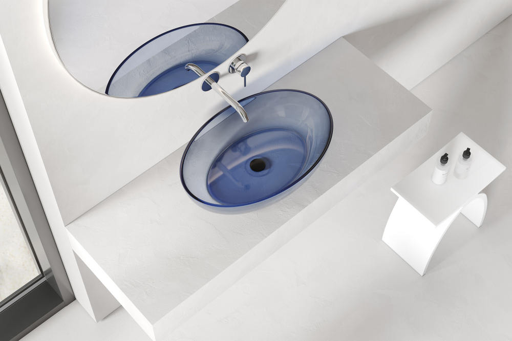 Раковина накладная Abber Kristall  AT2801Saphir 60х40х13 (синий)