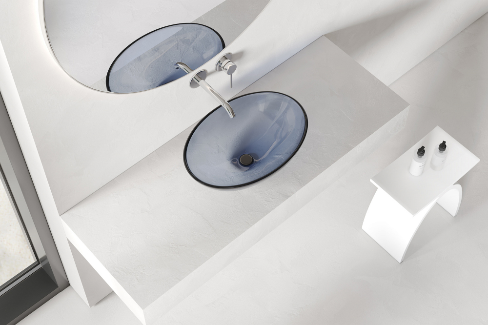 Раковина накладная Abber Kristall AT2802Saphir 50х35х15 (синий)