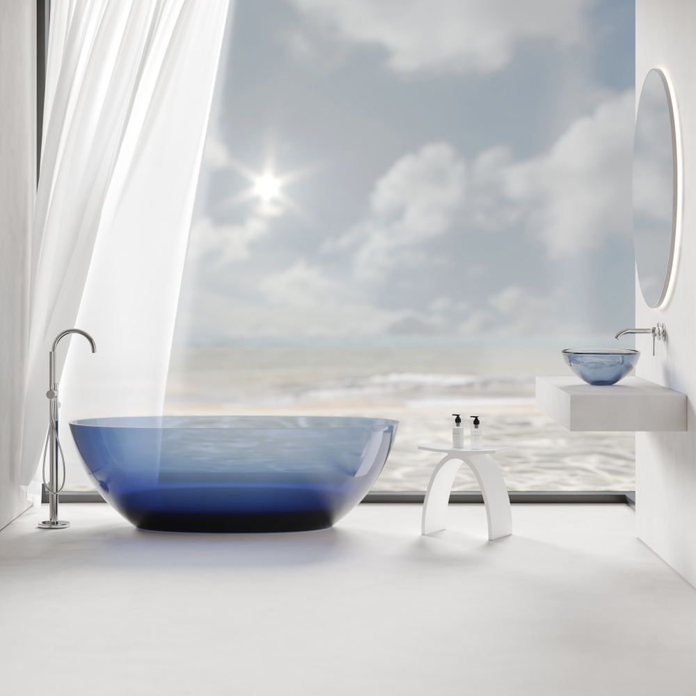 Раковина накладная Abber Kristall AT2802Saphir 50х35х15 (синий)