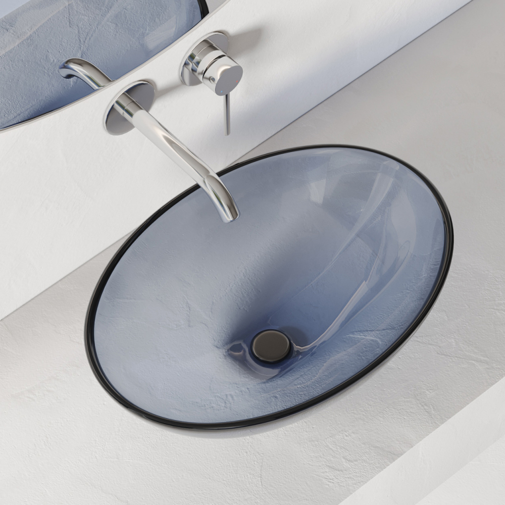 Раковина накладная Abber Kristall AT2802Saphir 50х35х15 (синий)