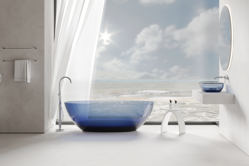 Раковина накладная Abber Kristall AT2805Saphir 60х40х15,5 (синий)