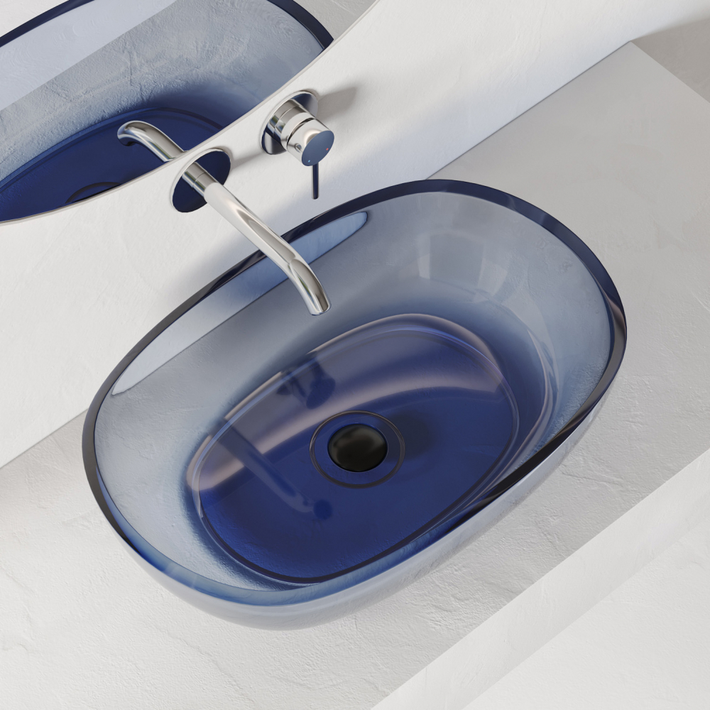 Раковина накладная Abber Kristall AT2805Saphir 60х40х15,5 (синий)