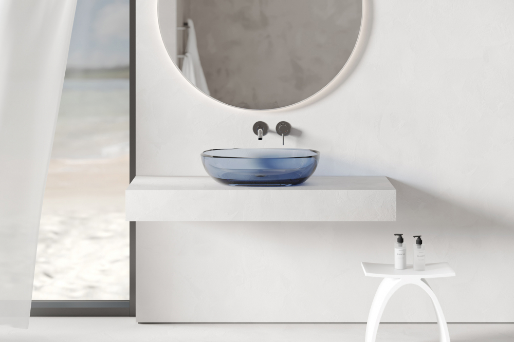 Раковина накладная Abber Kristall AT2805Saphir 60х40х15,5 (синий)