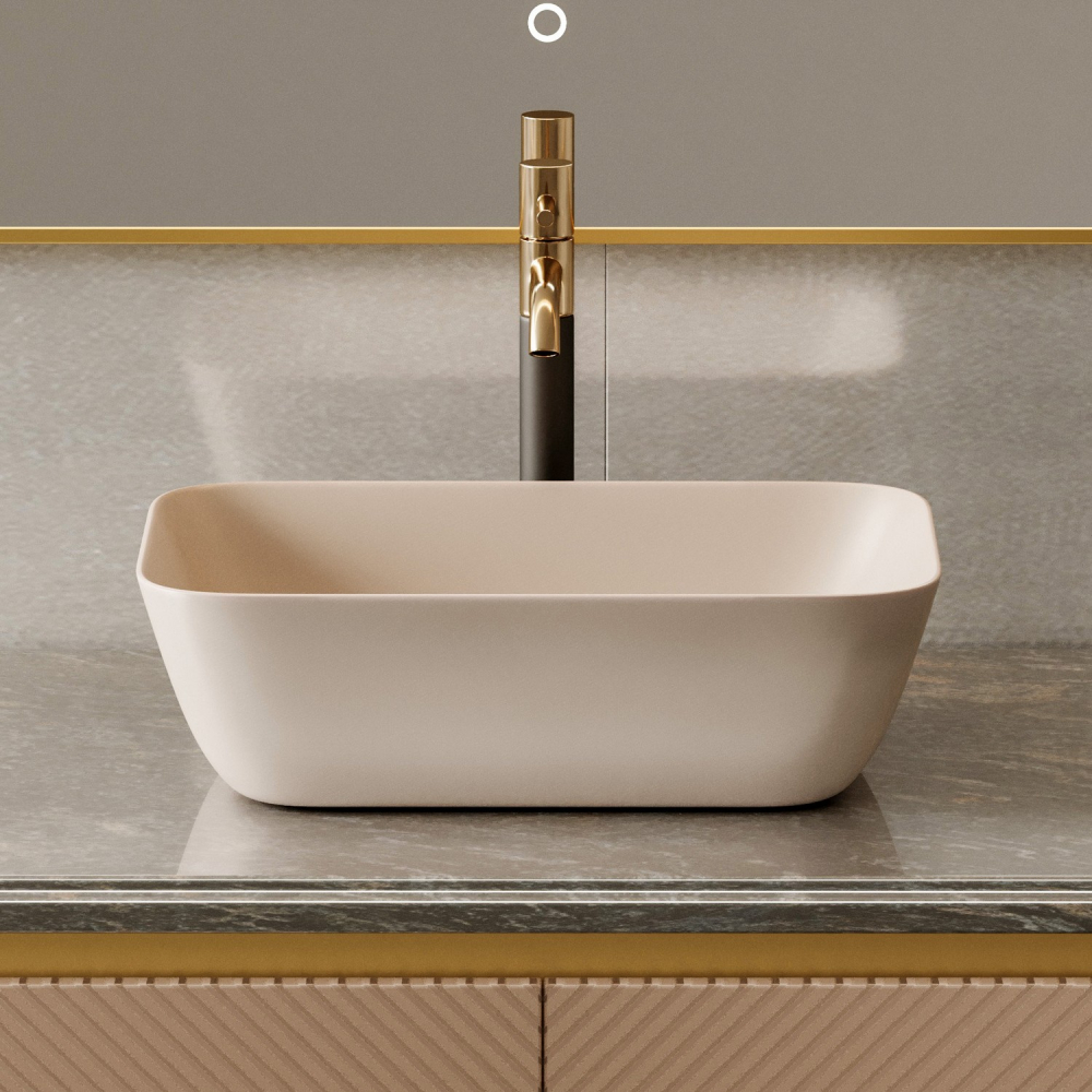 Раковина накладная Abber Rechteck AC2200MBE 46x32,5x13,5 (светло-бежевый матовый)