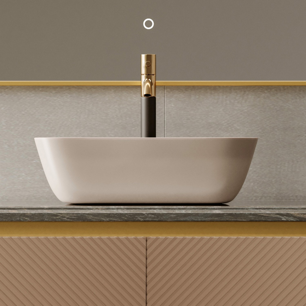 Раковина накладная Abber Rechteck AC2200MBE 46x32,5x13,5 (светло-бежевый матовый)