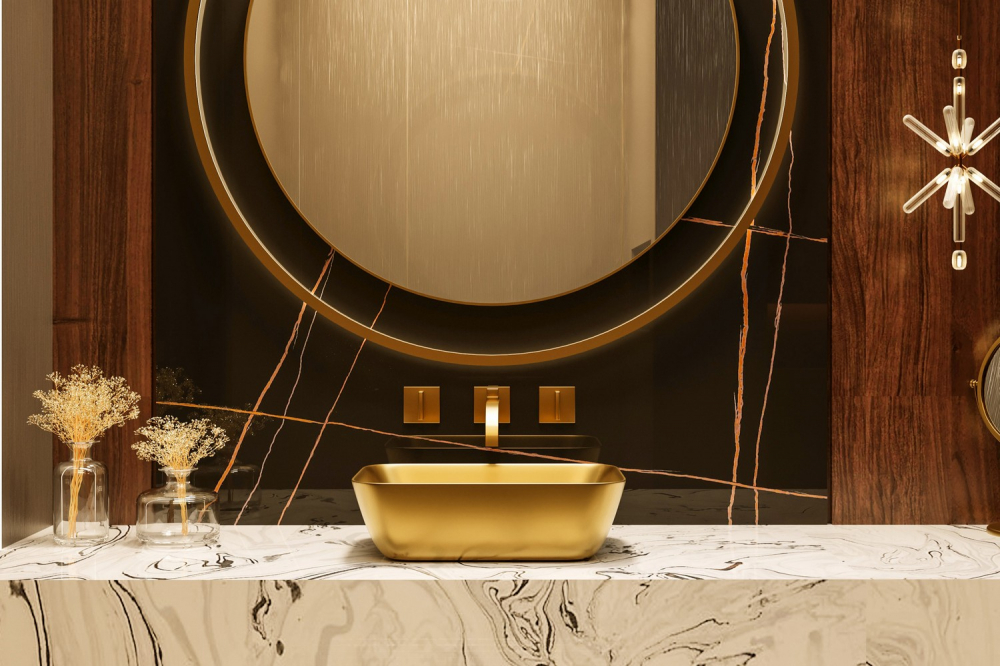 Раковина накладная Abber Rechteck AC2200MMG 46x32,5x13,5 (золотой матовый)