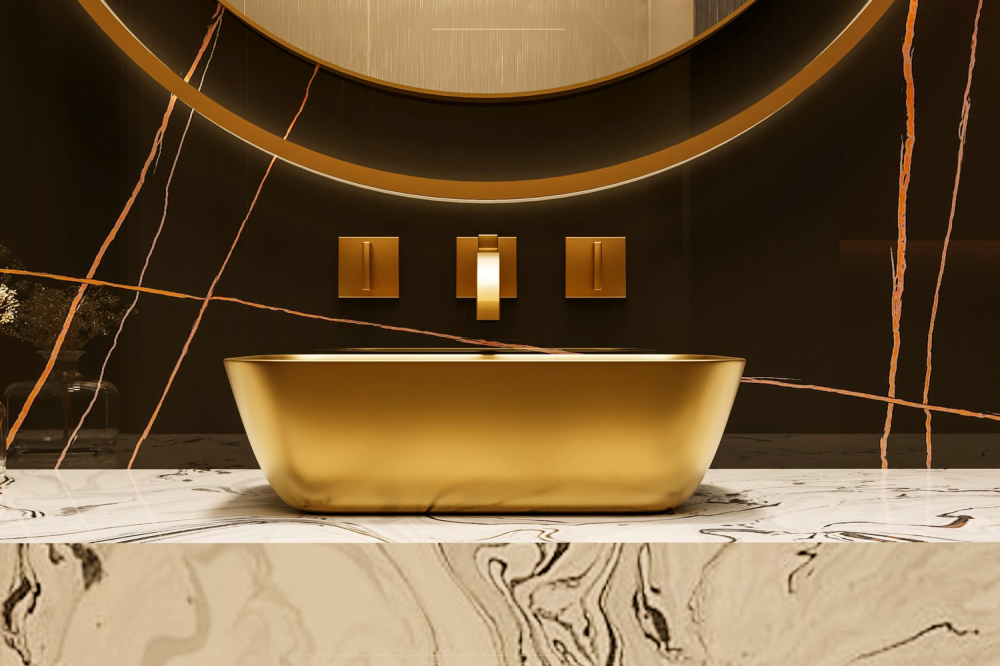 Раковина накладная Abber Rechteck AC2200MMG 46x32,5x13,5 (золотой матовый)