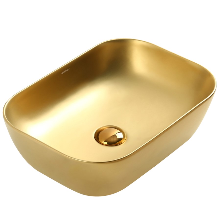 Раковина накладная Abber Rechteck AC2200MMG 46x32,5x13,5 (золотой матовый)