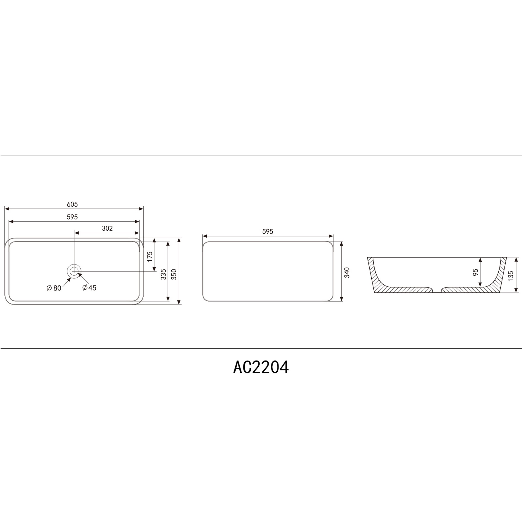 Раковина накладная Abber Rechteck AC2204MBG 60,5x35x13,5 (зеленый матовый)