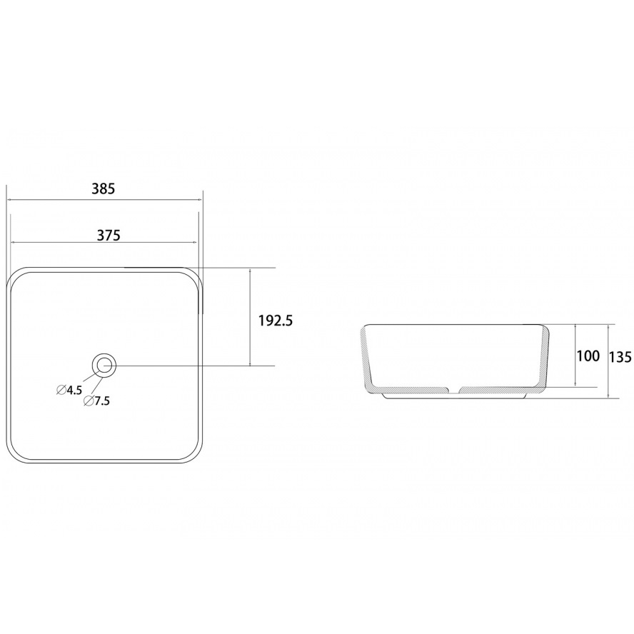 Раковина накладная Abber Rechteck AC2211MBE 38,5х38,5х13,5 (светло-бежевый матовый)