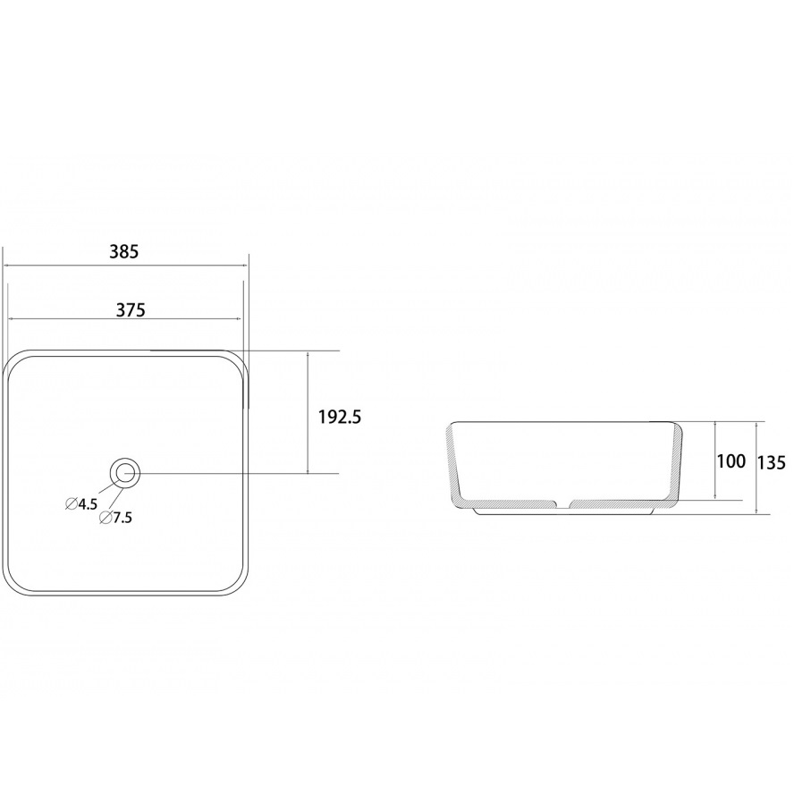 Раковина накладная Abber Rechteck AC2211MBG 38,5х38,5х13,5 (темно-зеленый матовый)