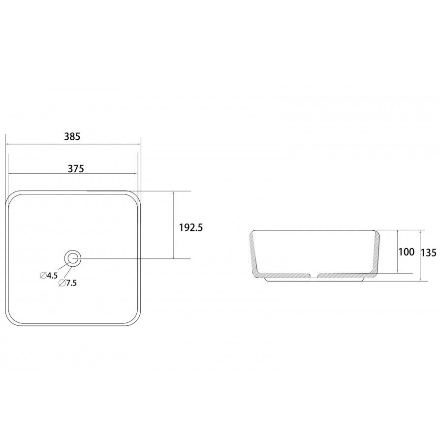 Раковина накладная Abber Rechteck AC2211MRG 38,5х38,5х13,5 (розовое золото матовый)