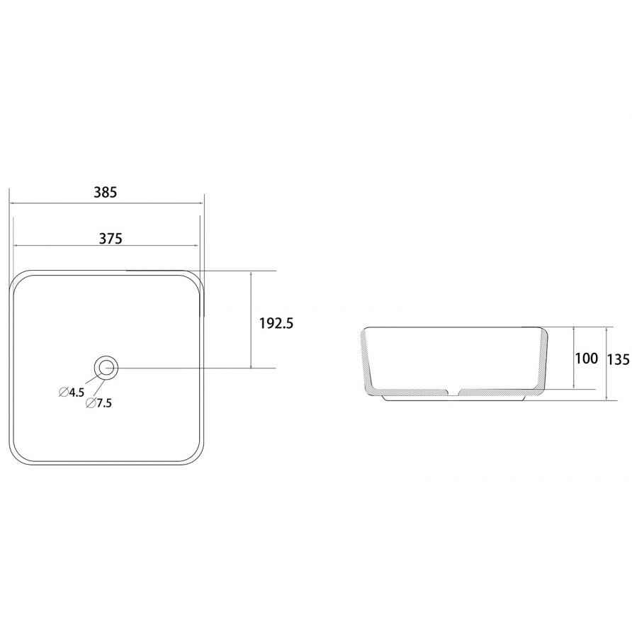 Раковина накладная Abber Rechteck AC2211MW 38,5х38,5х13,5 (белый матовый)