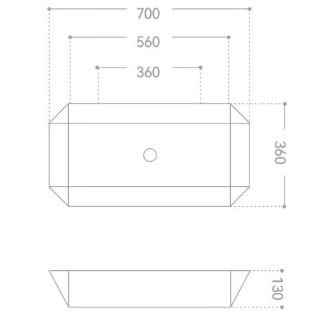 Раковина накладная Abber Rechteck AC2218 70х36х16 (белый), с донным клапаном