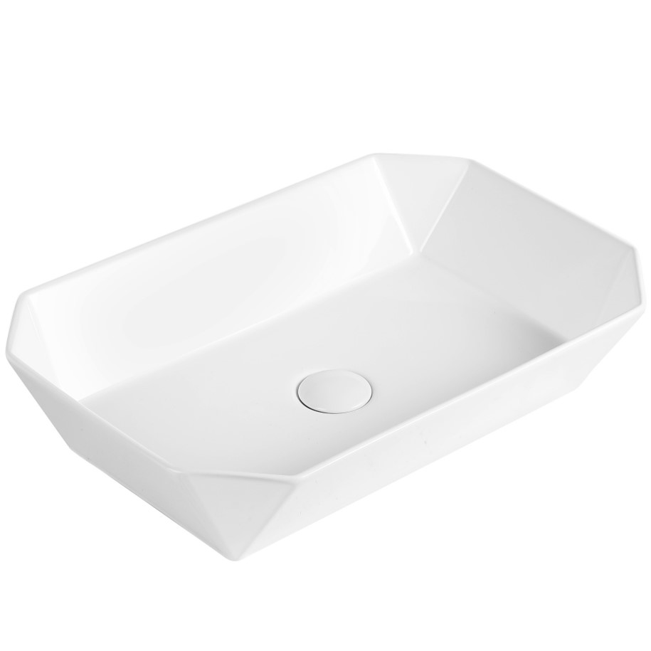 Раковина накладная Abber Rechteck AC2218 70х36х16 (белый), с донным клапаном