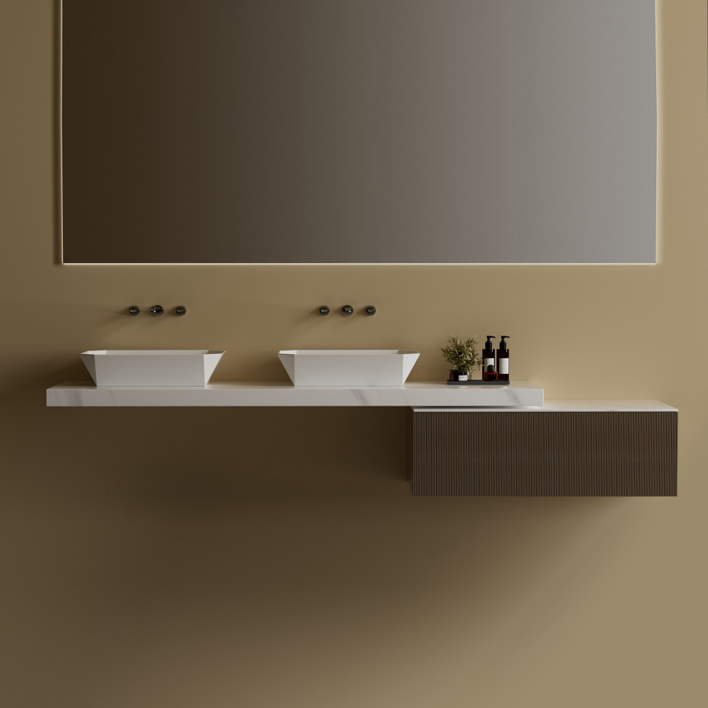 Раковина накладная Abber Rechteck AC2218 70х36х16 (белый), с донным клапаном