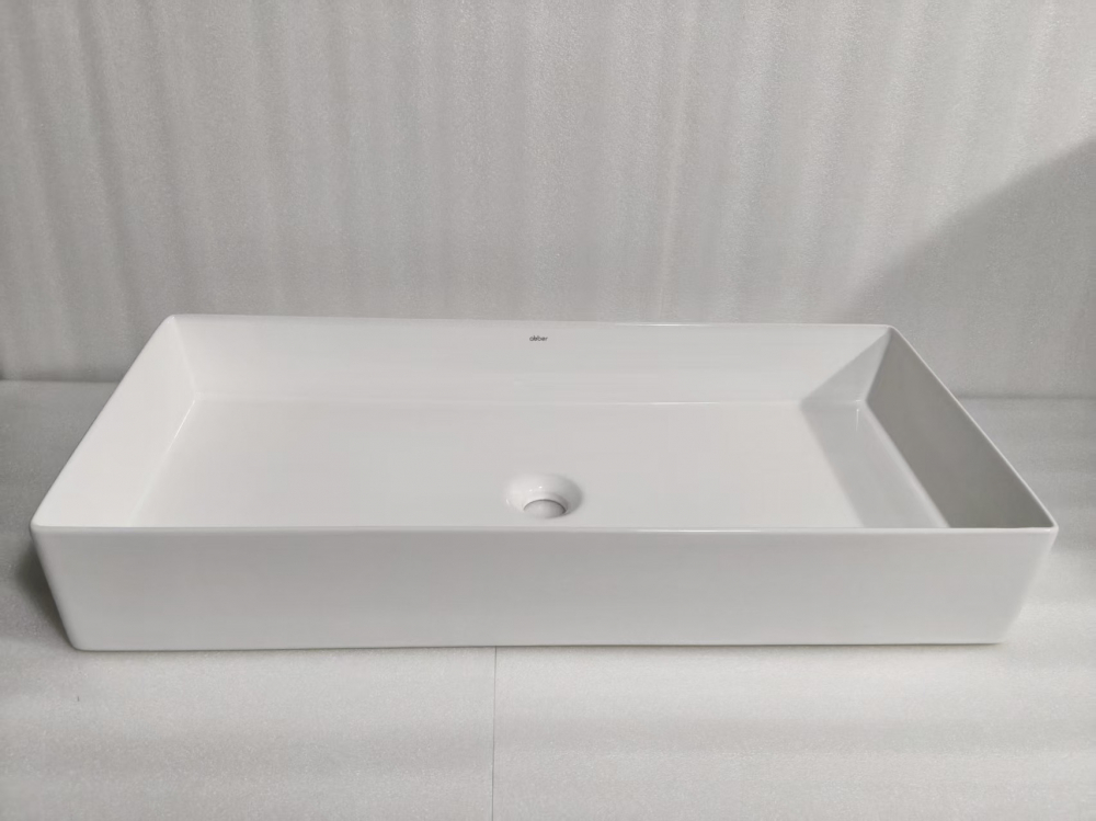 Раковина накладная Abber Rechteck AC2219 80х36х16 (белый), с донным клапаном