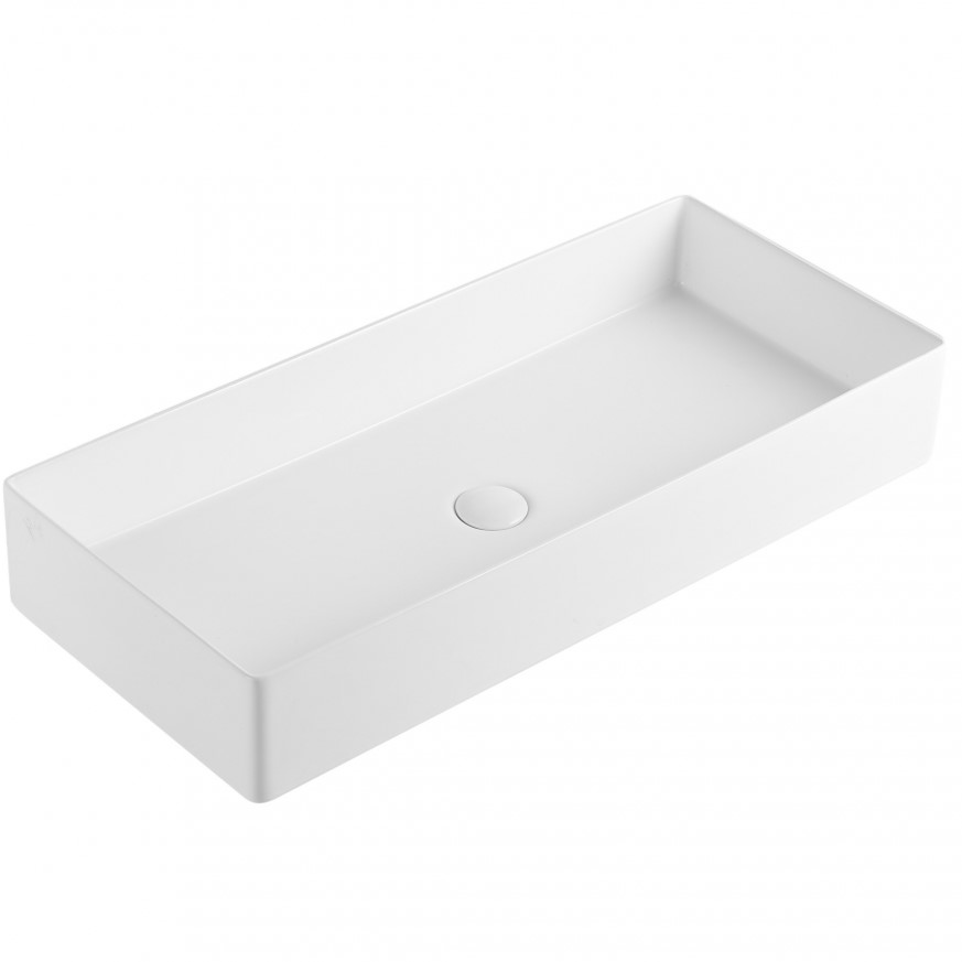 Раковина накладная Abber Rechteck AC2219 80х36х16 (белый), с донным клапаном