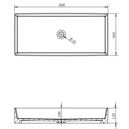 Раковина накладная Abber Rechteck AC2219 80х36х16 (белый), с донным клапаном