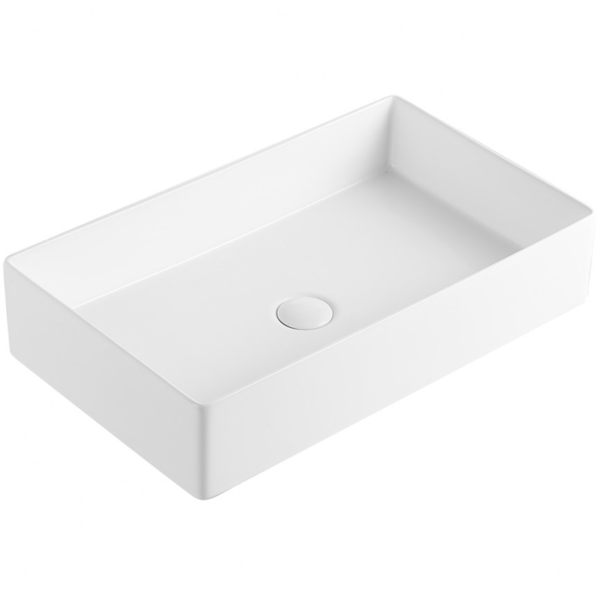 Раковина накладная Abber Rechteck AC2220 60х36х16 (белый), с донным клапаном