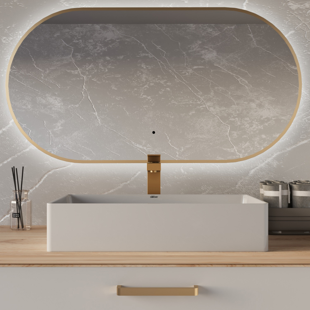 Раковина накладная Abber Rechteck AC2220 60х36х16 (белый), с донным клапаном