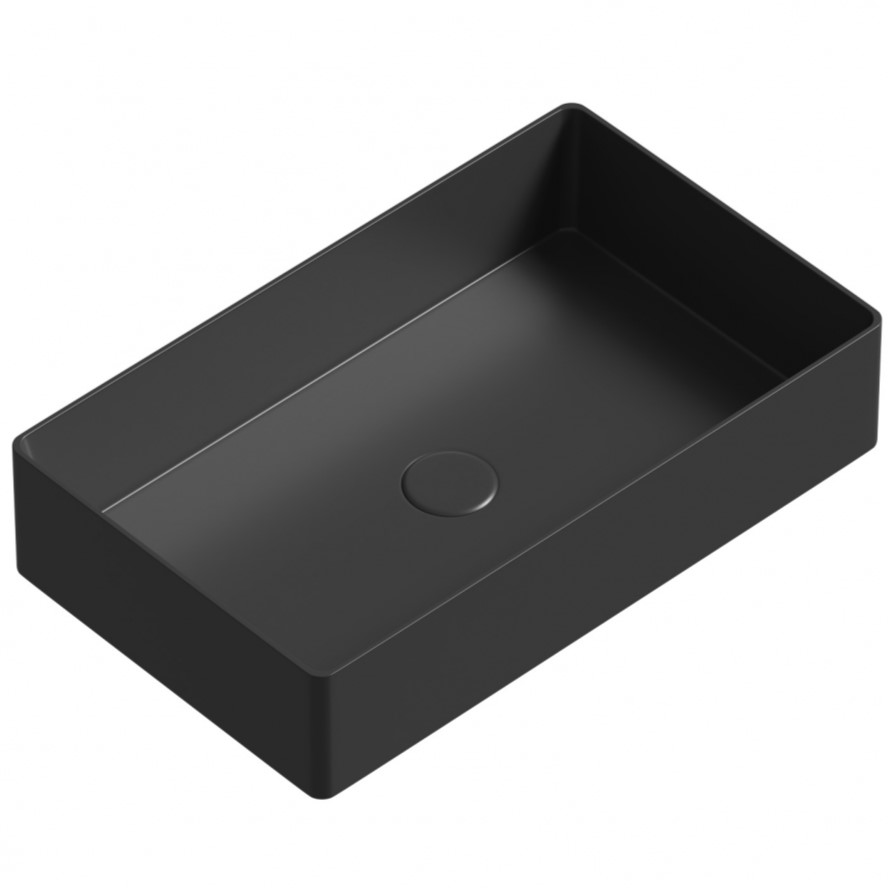 Раковина накладная Abber Rechteck AC2220MB 60х36х16 (черный матовый), с донным клапаном