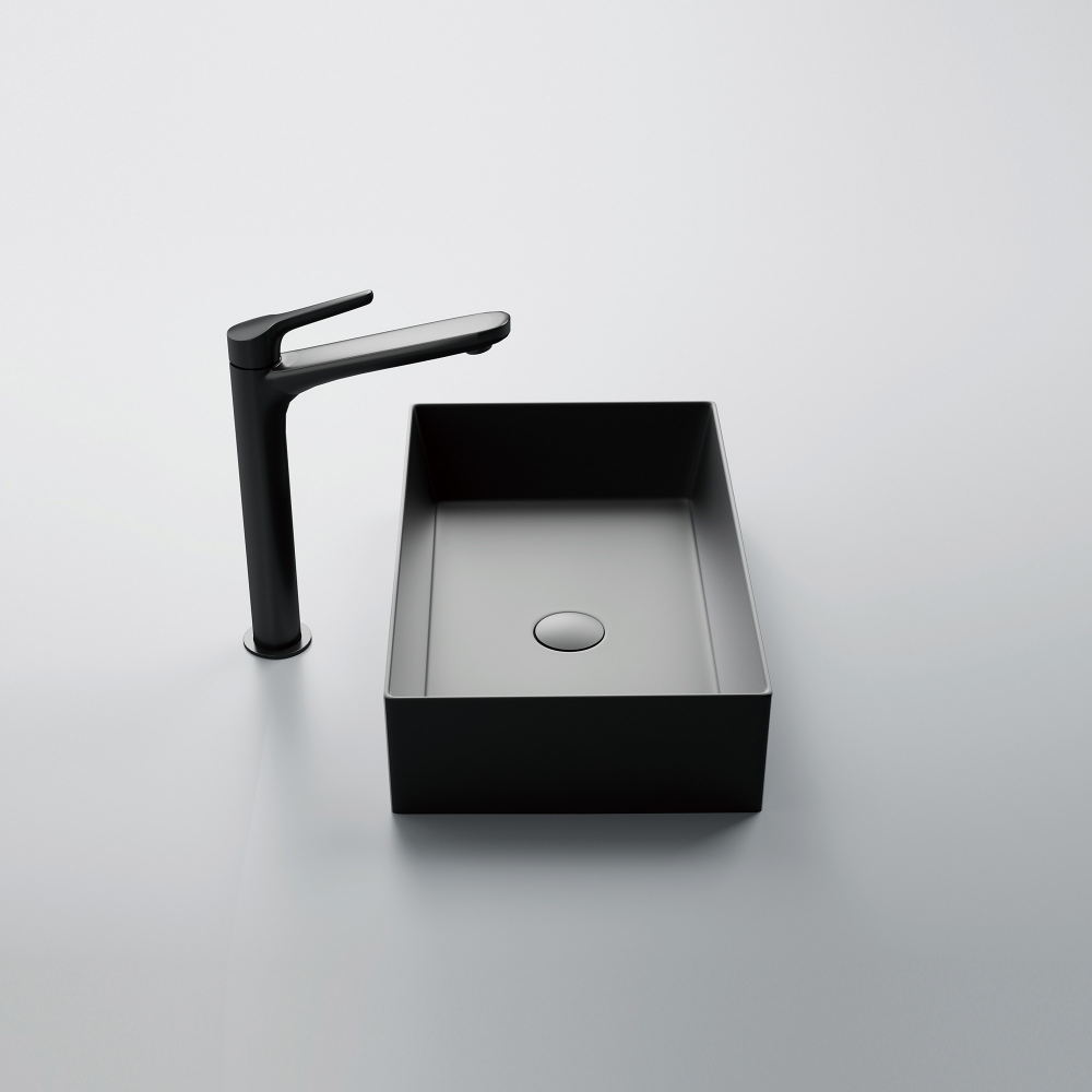 Раковина накладная Abber Rechteck AC2220MB 60х36х16 (черный матовый), с донным клапаном