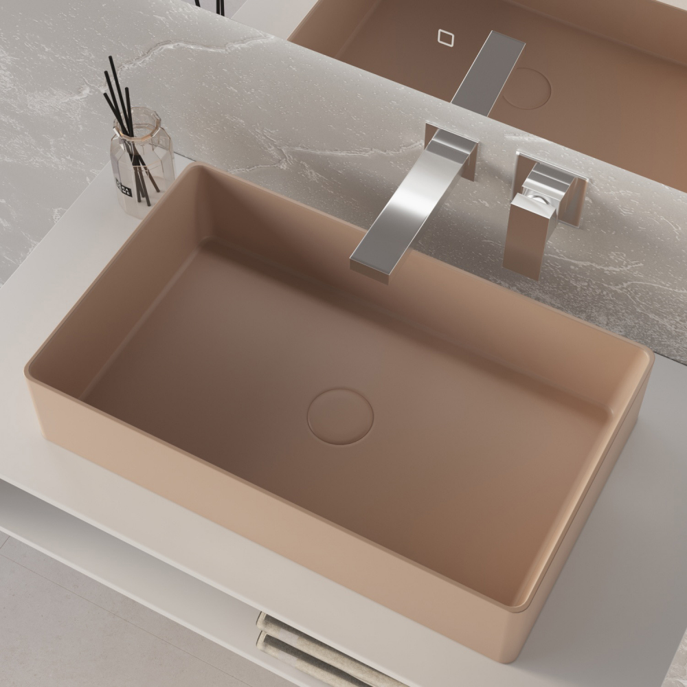 Раковина накладная Abber Rechteck AC2220MK 60х36х16 (хаки матовый), с донным клапаном