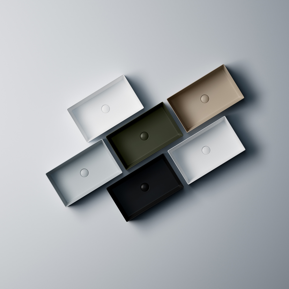 Раковина накладная Abber Rechteck AC2220MK 60х36х16 (хаки матовый), с донным клапаном