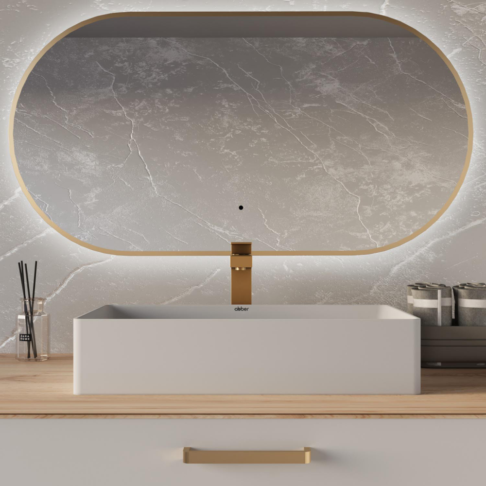 Раковина накладная Abber Rechteck AC2220MW 60х36х16 (белый матовый), с донным клапаном