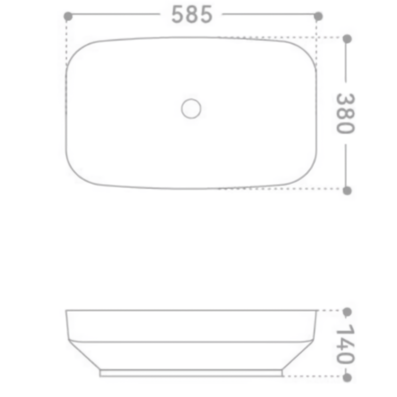 Раковина накладная Abber Rechteck AC2221 58.5х38х14 (белый), с донным клапаном