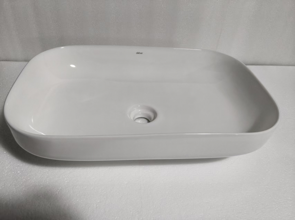 Раковина накладная Abber Rechteck AC2221 58.5х38х14 (белый), с донным клапаном