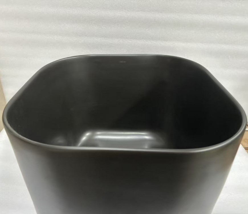 Раковина накладная Abber Rechteck AC2222MB 40.5х40.5х28.5 (черный матовый), с донным клапаном