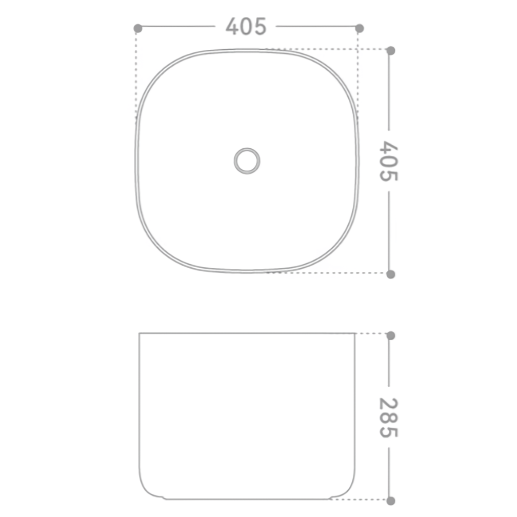 Раковина накладная Abber Rechteck AC2222MB 40.5х40.5х28.5 (черный матовый), с донным клапаном