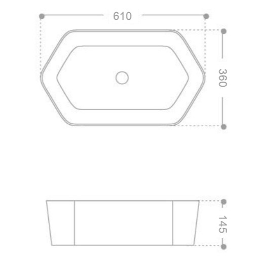 Раковина накладная Abber Rechteck AC2223 61х36х14.5 (белый), с донным клапаном