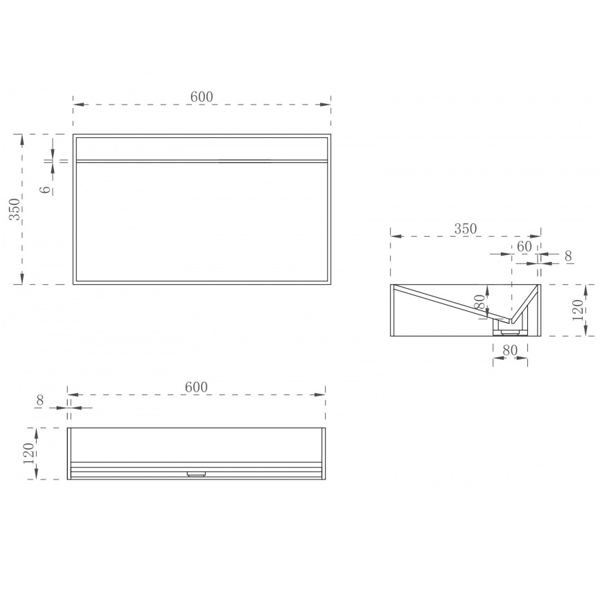 Раковина накладная Abber Stein AS2623 60x35x12 (белый матовый), искусственный камень
